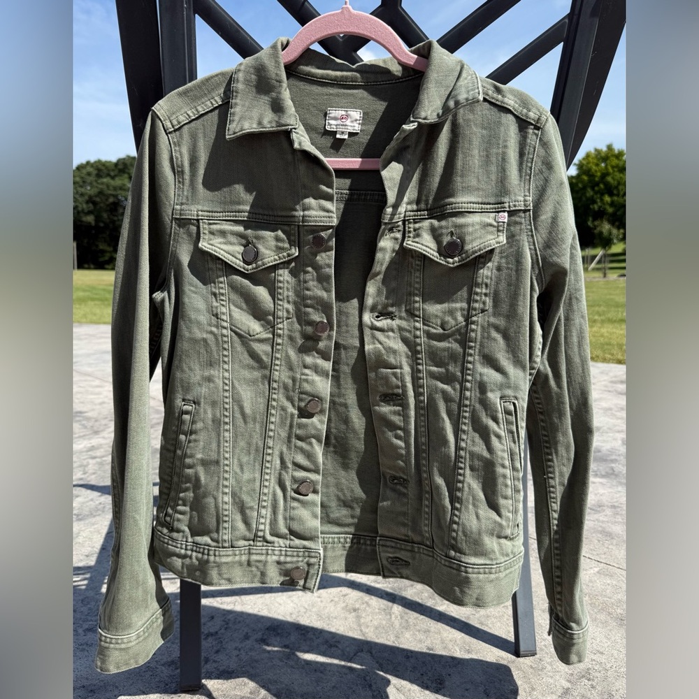 AG Adriano Goldschmied Army Green Denim Jacket – Size M Utility Jean Jacket